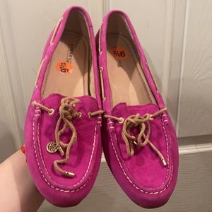 Sperry Magenta Suede Loafers. Size 9.5